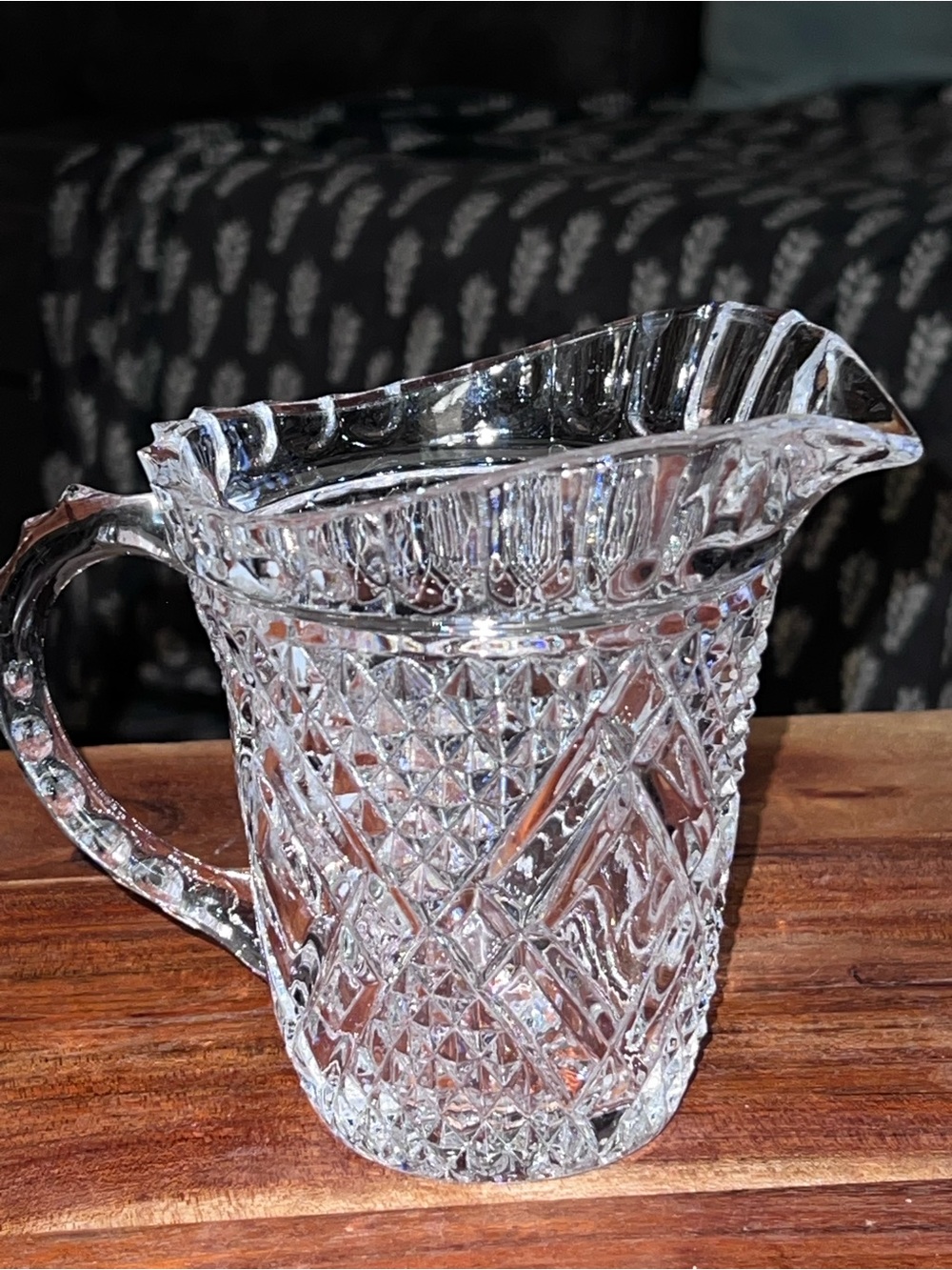 Vintage 1985 FTD Crystal Glass Diamond Mini Pitcher Vase